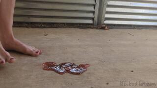 Fifi getting stuck in melted gummies for the first time