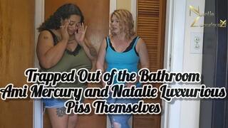 Locked Out of Bathroom Ami Mercury and Natalie Luxxurious Piss Themselves 1080