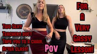Naughty Student Get's a Gassy Lesson from 2 Sexy Teachers (POV)