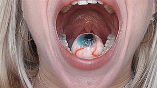 My teeth and mouth are eating the chewy eye! MP4
