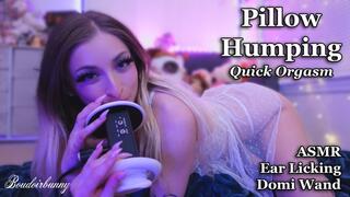 ASMR Ear Licking Moaning Pillow Humping and Vibrator Wand Orgasm