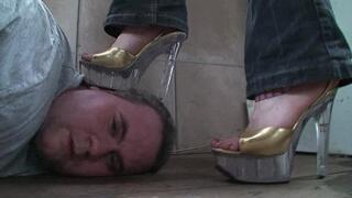 Trying To Crush His Skull Under 2 Pairs Of Shoes