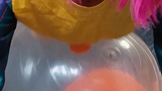 clown girl deflate 2 gymball