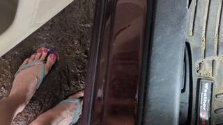 Fifi gets her sedan stuck in mud and loses a flip flop in the mud then desperately pumps the pedals with her muddy feet to try to get it going *new* replay