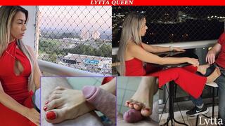 Lytta cheats doing a Sexy Cafe Footjob On Tinder date - FOOTJOB - CBT - SOLEJOB - TOEJOB - SMELLY FEET - FOOT WORSHIP - SWEATY FEET - HIGH HEELS - (720p)