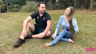 Sexy Ballbusting Outdoor ! 4K