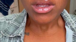 Smelling my juicy wet lips