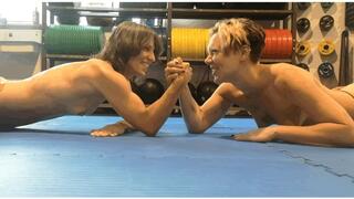 Part 1 Kiniku vs Newcomer The G-Spot in a Competitive Topless Arm Wrestling Match