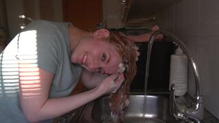 Washing my hair for a friend 2