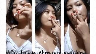 Alice Enjoys when men watching her smoking- CUSTOM - AUDIBLE -SMOKING 2 CORK CIGARETTE