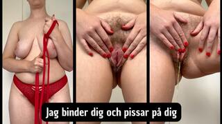 Bunden och pissad på av hårig svensk domina