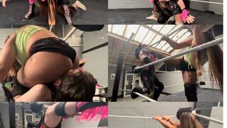 Mixed wrestling, face sitting, ball busting and stinkfaces