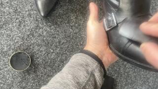 During my lunch break I have my boots polished, I sit down in my office and have my shoe shine boy come round and service my boots