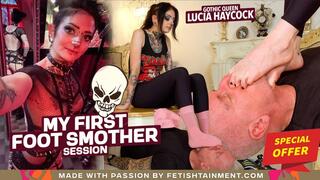 My first foot smother session ( Foot Domination with socks and bare feet with Gothic Queen Lucia Haycock ) - FULL HD MP4