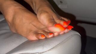“Long Orange Nails Tease”
