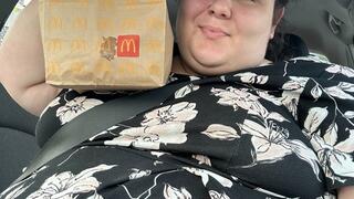 Big Fast Food Breakfast in My Car, Pulling My Tits and Belly Out