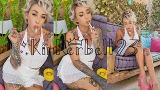 Casually smoking two cigarettes outside in heels, two different angles - Kinkerbell23