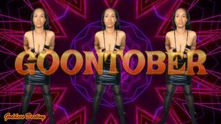 GOONTOBER 2024- The incredible Goddess Destiny teases locktober Chasity JOI and gooning in a tight leather dress and shiny Nylon stockings LOCKTOBER VS COCKTOBER VS GOONTOBER Which path will you choose?