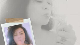 The Pleasure of Dildo and Cigarette - Audible - Smoking Cork Cigarette - Close Up