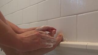 Soaping Up My Long Toes & Feet