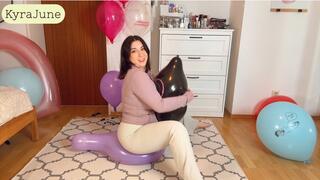 Playing with Helium Balloons and Popping Balloons Multiple Ways - Nastila Balloons with Various Prints