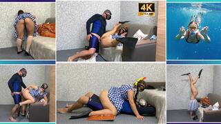 Maid Without Panties Fucked In Scuba Gear And Mask BEUCHAT - 4K - Upskirt - Voyeurism - Scuba Diving - Diver Girl - Snorkel - Flippers - Ass Worship - Big Ass - Foot Fetish - Masked Blowjob - Muscle Girl - Underwater Fetish - Housekeeper - Ass Hole - Dive