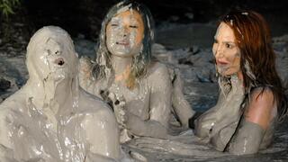 Three Girl Mud Bubble Fun