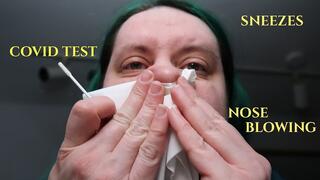 Auriella Takes a Covid Test, Sneezing and Blowing Her Nose