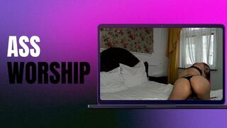 Lady Angela ass worship black lace kingerie and stockings with garter long red nails pleaser heels POV