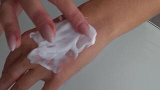 CREAM OF SPERM ON my HANDS b