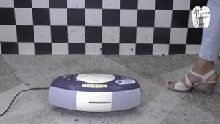 Working radio under ugly heeled Sandals