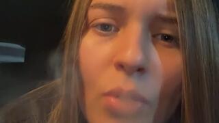 Car smoking, deep inhales