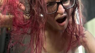 emma tries to comb wet, tangled hair, hair loss on head