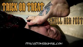 Trick or Treat Smell Her Feet- Luci has kay might smelling licking her smelly gross feet