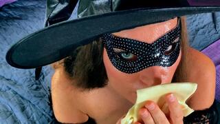 Witch gives blowjob from the first person