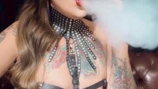 Newport - Lilith all in leather, straight from hell, making you breathe all her smoke