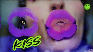Hottest goth girl kisses with plump purple lips+ spit fetish