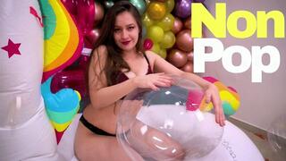Alice Looner Playful Time on Her Inflatable Unicorn with Soft 24'' Bobo Balloons – A Non-Pop Fantasy! - 4K