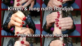 Klixen handjob with long red nails - hands fetish - nails fetish