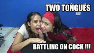 TONGUE FETISH 241020BD2 VIOLET + CANDY 2 MODELS TONGUE BATTLING ON THE TOP OF THE DICK WHILE SUCKING COCK + FREE SURPRISE SHOW (LOWDEF SD MP4 VERSION)