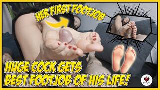 HUGE COCK GETS BEST FOOTJOB OF HIS LIFE! | DICK TIED OFF | SOLES | FEET | TOE JOB