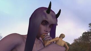 Giant woman with small man and big dick