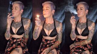 720p Simply Smoking a More 120 Cigarette in a Beautiful Floral Skirt