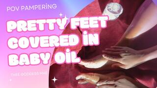 Pretty Feet Covered in Baby Oil