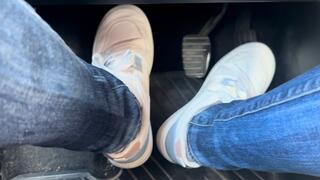 PEDAL PUMPING AND DRIVING FROM WORK IN WHITE SWEATY SNEAKERS - MOV MOB