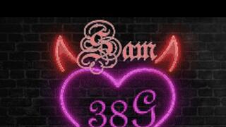 Evil Sexy Temptress Samantha 38g putting on Opulant Red lipstick for Halloween