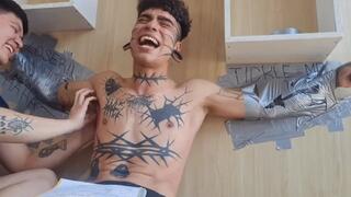 Tickling my Bully Duct Taped at Classroom