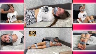 Mouth Stuffing with Socks Bound Girl Struggles With Gag 4K - Bondage - Soles - Tape Gag - Wrestling - Foot Fetish - Embarrassed Girl - Ass Worship - Mouth Fetish - Nose Pinching - Breath Play - Gag Talk