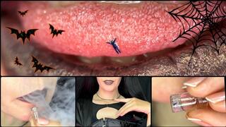 Giantess Gothic Bride slobbered over tiny groom