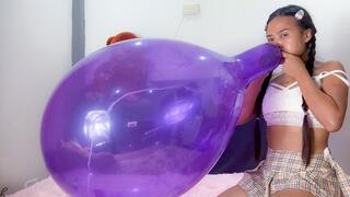 Sexy Camylle Blows, Licks, Spits On and Pops 2 -16 Inch Globos Balloons And A Condom